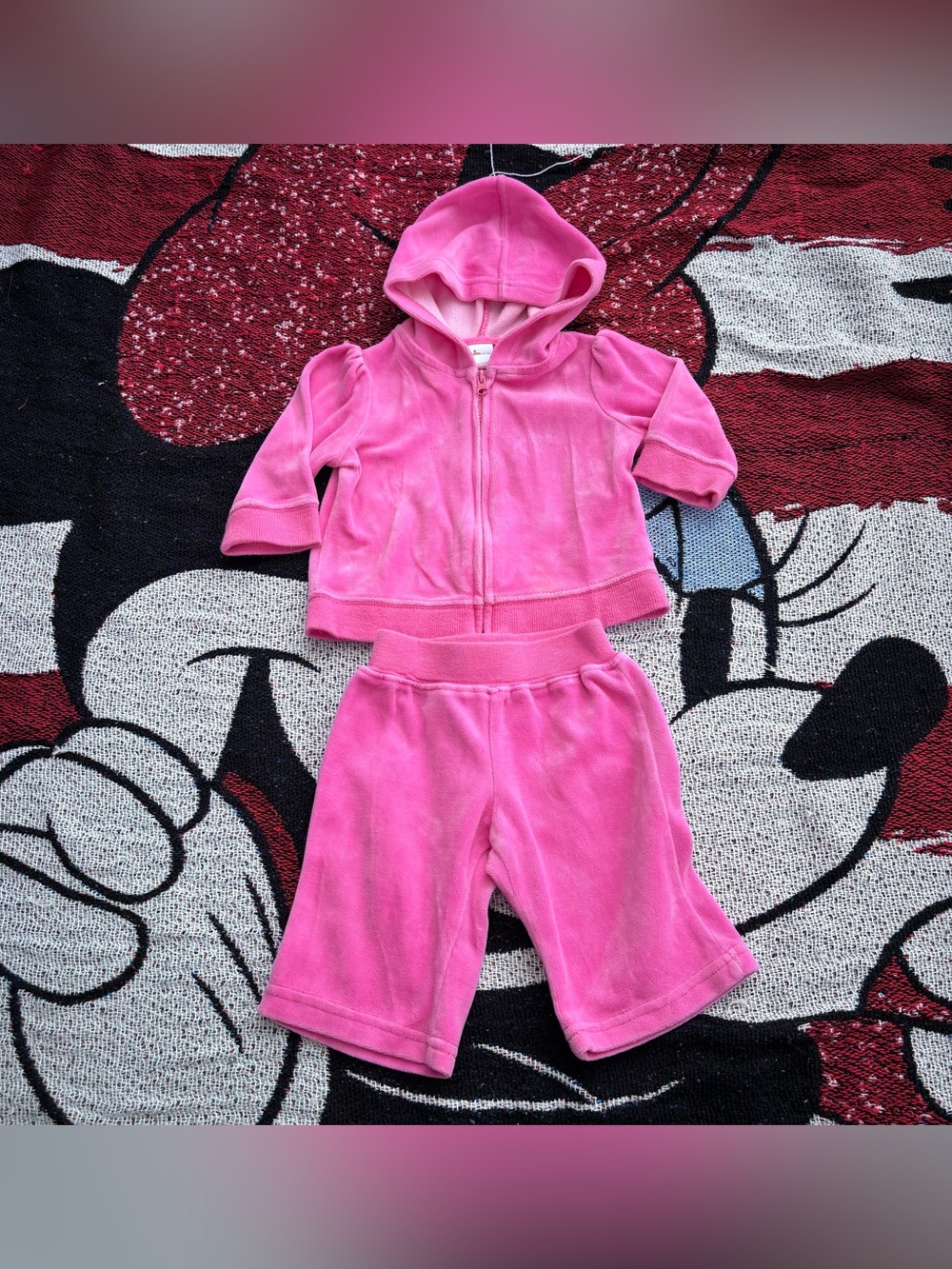 VINTAGE Y2K CIRCO PINK VELOUR TRACK SUIT BABY SIZE 3 MONTHS